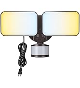 LEONLITE 25W 3CCT Plug in LED Security Light, Motion Sensor &amp; Dusk to Dawn Flood Lights Outdoor, ...