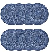 pigchcy Round Placemats Set of 8 Round Table Placemats Braided Cotton Place Mats 15 inch for Kitc...