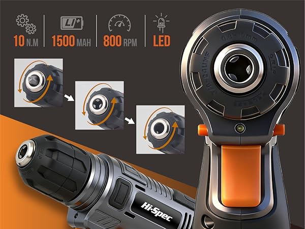 Hi-Spec 8V USB Power Drill Driver &amp;amp;amp; Drill Bit Set