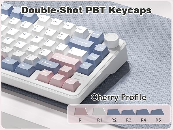 Keyporia L75 mechanical keyboard with double-shot PBT keycaps and Cherry profile.