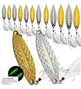 DAMIDEL 12Pcs/Box Fishing Spoon Silver Gold Colour ,6 Sizes 0.9oz/ 0.7oz /0.52oz/0.36oz/0.25oz/0....