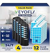VEYOFLY Fruit Fly Traps for Indoors, Fly Trap Indoor, (4 Device + 12 Refills) Fly Catcher Indoor,...