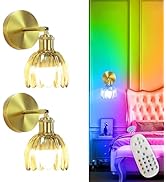 Depuley Wall Sconces Battery Operated: Set of 2 Wireless Wall Lights with Tulip Glass Lampshade f...