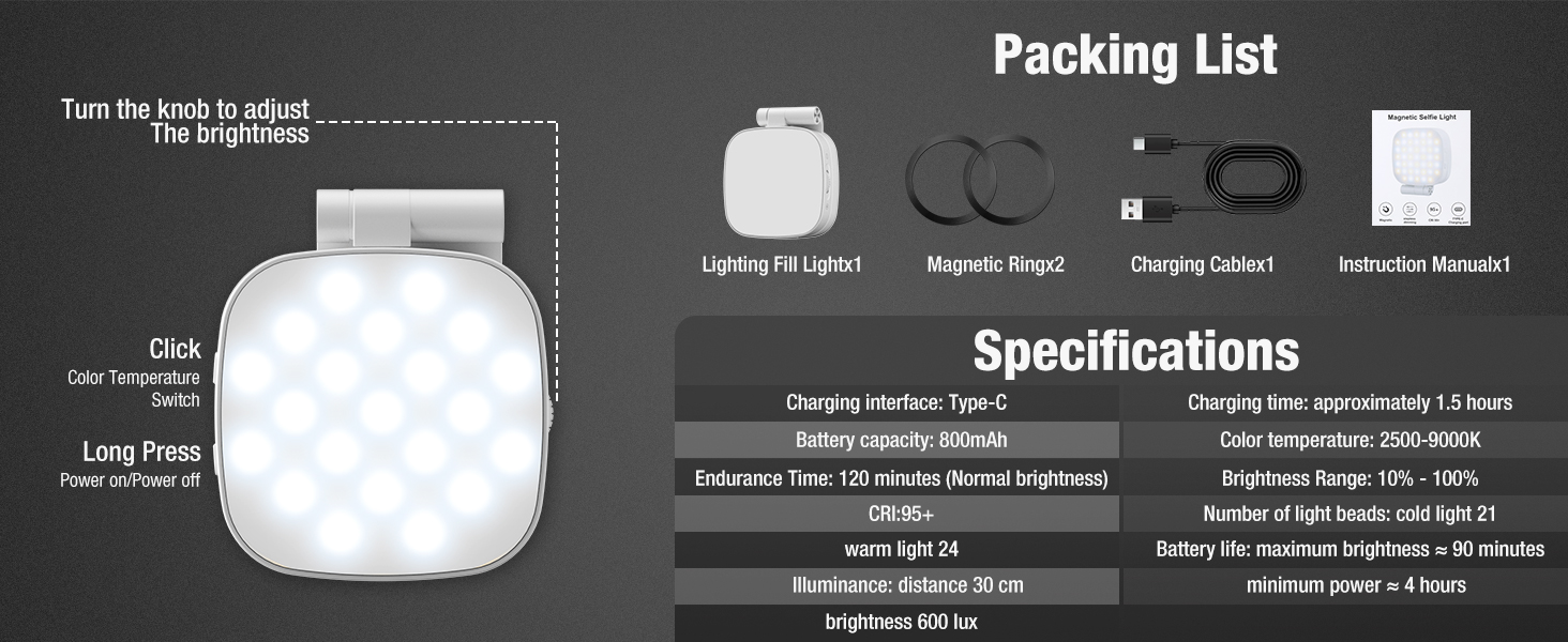 magnetic fill light for iphone