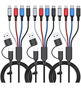 6 in 1 Multi Charging Cable 3Pack-6FT Multi USB Cable 3A Multi Charger Cable Braided Multiple Pho...