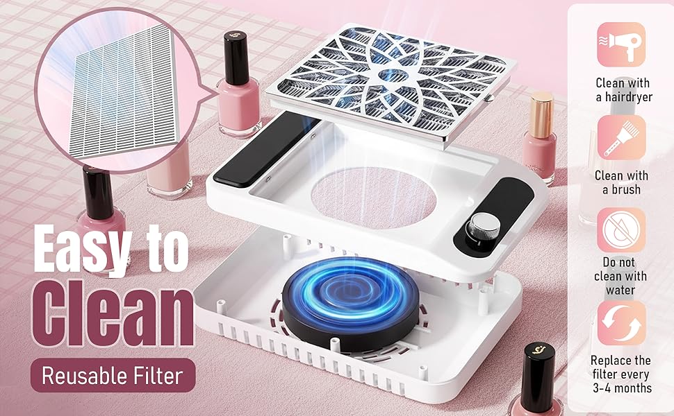 extractor de polvo de uñas profesional;nail fan dust collector;nail dust collector quiet