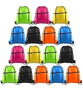 KUUQA 16Pcs Drawstring Backpack with Zipper Pocket Cinch Sack Bulk String Bags