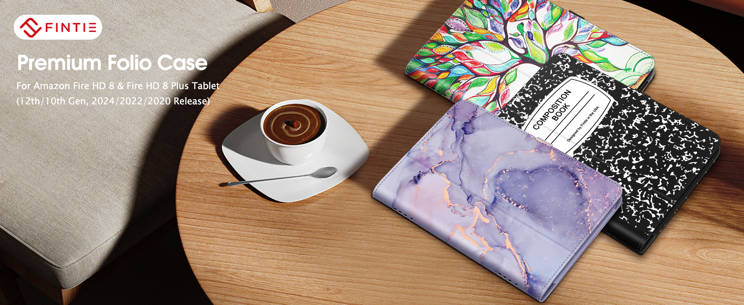 fire HD 8 12th generation 2024 2022 10th gen 2020 leather cover 8 inch fold stand case