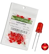 OWOFYDR 100pcs 5mm Red Diffused Dimmable LED diode lamp (Color Lens Frosted Round DC 2V 20mA) Lig...
