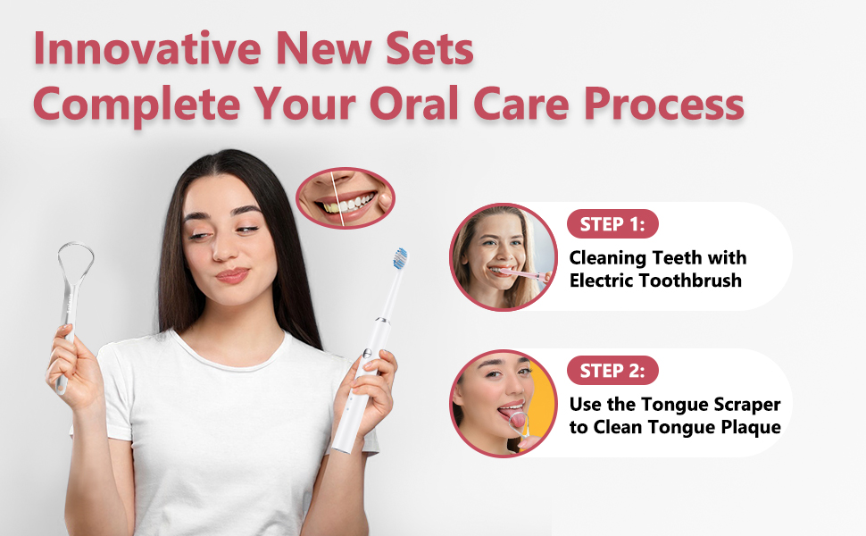 Innovative toothbrush and tongue scraper sets