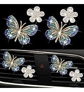 Bling Butterfly Crystal Daisy Air Fresheners, 4 Pcs Rhinestone Diamond Flower Car Decoration, Bli...