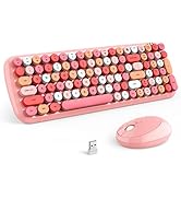 MOFII Wireless Keyboard and Mouse Combo, 2.4GHz Retro Typewriter Keyboard and Cute Mouse for Comp...