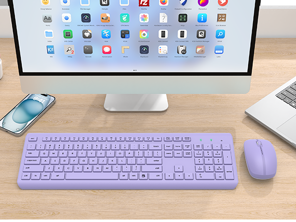 Wireless Keyboard and Mouse Combo, Full Size Silent Ergonomic Keyboard Mouse