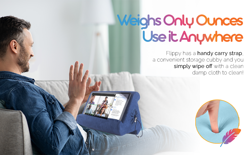 book accessories phone desk laptop portable monitor couch floor mount remote hand laying down flippy