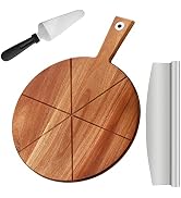 TJ POP Pizza Peel 12 Inch with Pizza Cutter, Round Pizza Paddle, Acacia Wood Pizza Cutting Board,...