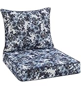 Favoyard Outdoor Seat Cushion 24 x 24 x 4 in Waterproof Pattern Fade Resistant Cover Removable Pa...