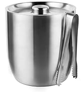 Tiken 3L Double-Wall Vacuum Insulated Ice Bucket with Lid &amp; Tong Stainless Steel Champagne Bucket...