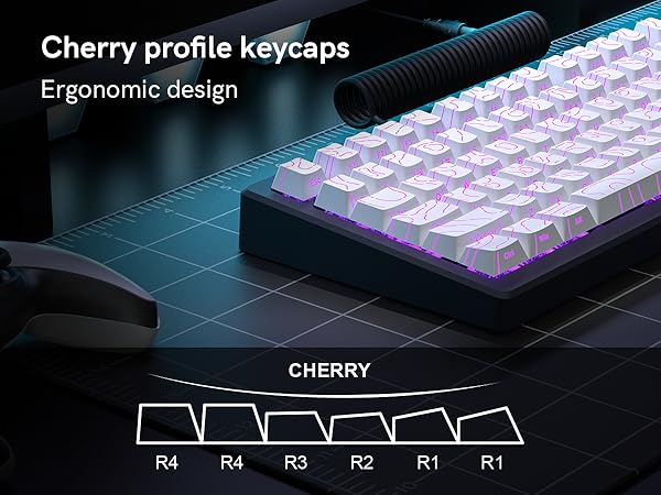 womier white topographic keycaps,line backlit,shine through key cap