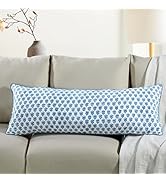 CPC Apatite Blue 100% Cotton Block Print Sham Cover 14x36 inch, Handmade Boho Floral Pillowcase, ...
