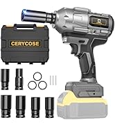 Cerycose Cordless Impact Wrench 1/2 inch for Dewalt Battery 900FT-LBS with 6 Sockets and Durable ...