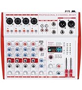 MW-6 Professional Mixer 6 Channel Mixer with 99 Sound Portable Mixer Console Support USB Disk Blu...