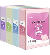 SUNEE 3 Ring Binders 2 Inch 4 Pack, Clear View Binder Three Ring PVC-Free (Fit 8.5x11 Inches) for...