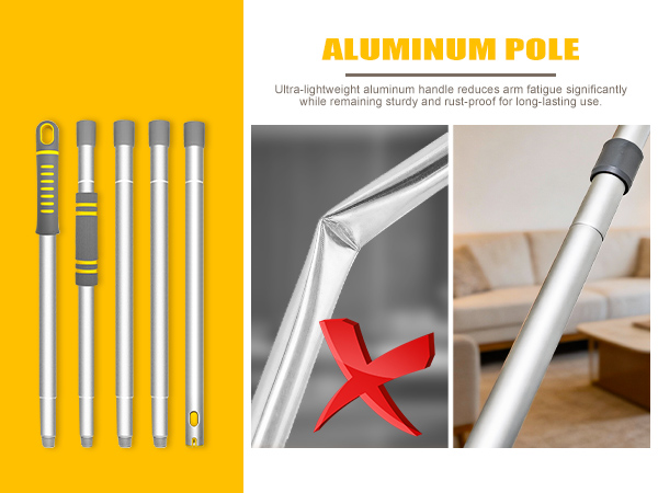 Aluminum pole, ultra lightweight while sturdy and rust-proof for long-lasting use