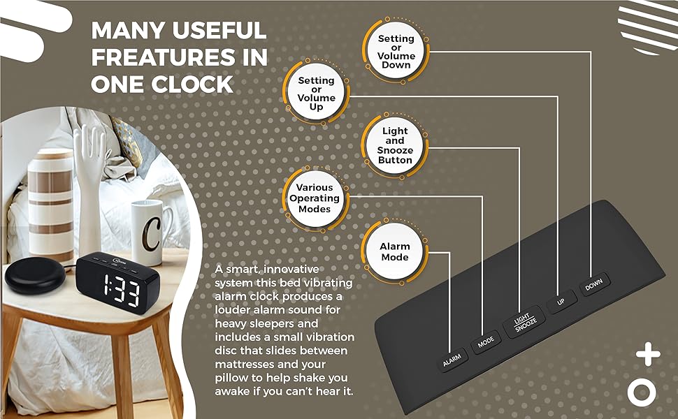 vibrating alarm clock with bed shaker 