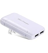 Slim USB Wall Charger, 15W Dual Port Thin Flat USB Cube Power Adapter Wall Charger, Foldable USB ...