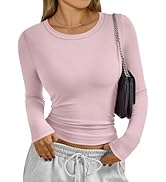 Trendy Queen Womens Long Sleeve T-Shirts Basic Crop Tops 2026 Spring Fashion Outfits Going Out Wi...