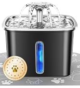 Veken Innovation Award Winner Stainless Steel Cat Water Fountain, 95oz/2.8L Automatic Pet Fountai...