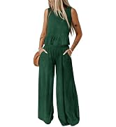 Dokotoo Pants Sets Women 2 Piece Outfits Sleeveless Round Neck Tank Tops Matching Sets for Women ...