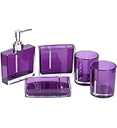 Purple Bathroom Accessories Set Purple Bathroom Accessories Bathroom Designer 5-Piece Bath Access...