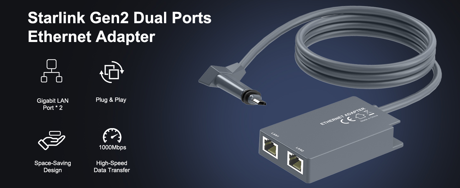 Multi Ports Starlink Ethernet Adapter for Starlink Gen 2