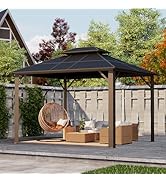 Kingdura Hardtop Gazebo with Double Polycarbonate Roof Canopy, Outdoor Gazebo with All-Weather Re...