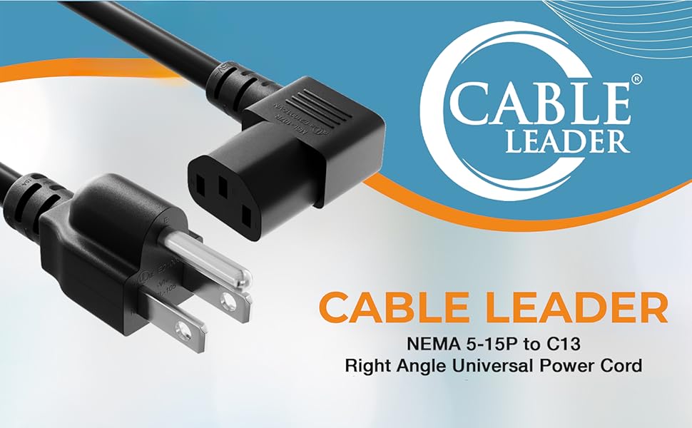 NEMA 5-15P to C13 Right Angle Universal Power Cord