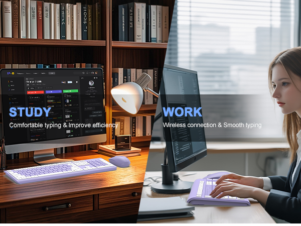 Wireless Keyboard and Mouse Combo, Full Size Silent Ergonomic Keyboard Mouse