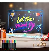 LED Note Board with Highlighters 2 Sets, Doodle Glow Drawing Board,13"X10" 6 Modes &amp; 8 Colors, Le...