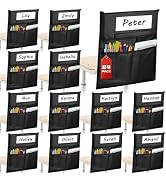24 Pack Chair Pockets for Classrooms, Black Chair Pocket with 3 Heavy Duty Storage Pocket, Chair ...