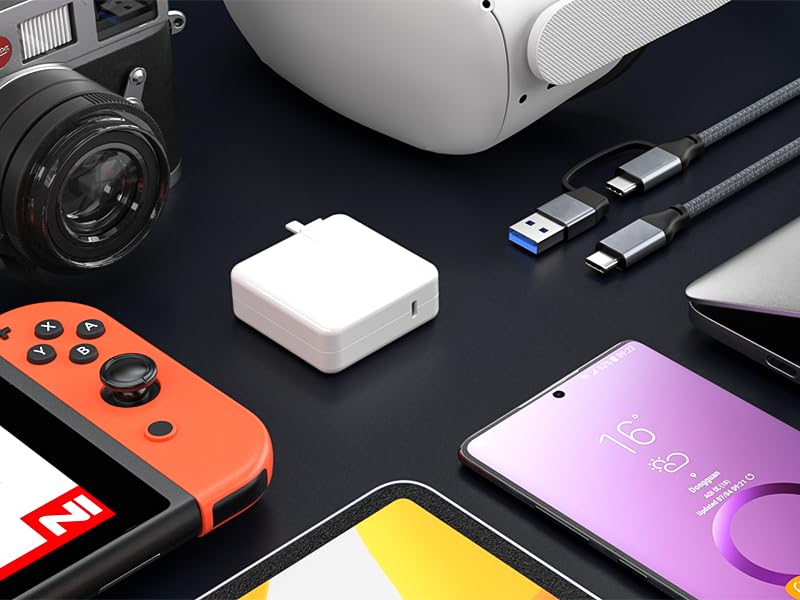 Nylon Braided USB C to USB C Cable with USB-C Female to USB-A Male Adapter