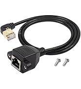 SinLoon 90 Degree Left Angle Cat8 LAN Cable, RJ45 Male to Female Shielded Ethernet Network Connec...