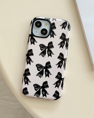 Cute Ribbon Bow Curly Wavy Frame Clear Phone Case for Girls Women, Aesthetic Bowknot Transparent