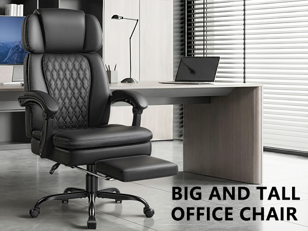 Executive Big and Tall Office Chair with Foot Rest Computer Office Chair with Adjustable Headrest 