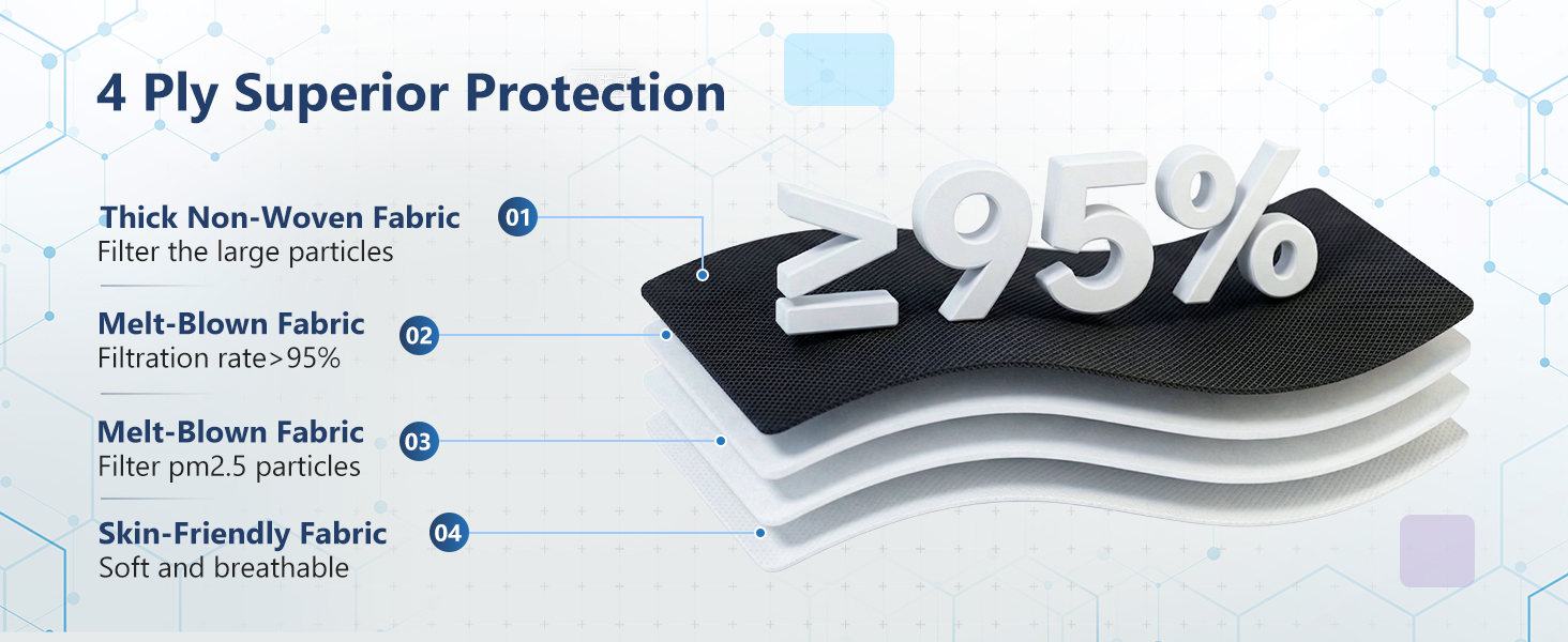 4 layers protective masks disposable 50 pcs airplane travle masks for women men individually mask