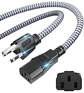 Power Cord - 3 Pin Power Cord Braided,10FT/3m AC Replacement Power Cable 3 Prong,Universal Power ...