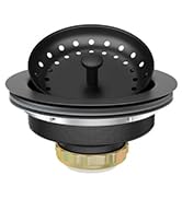 EXAKEY Black Sink Drain 3-1/2 Inch Matte Black Kitchen Sink Drain Strainer Assembly Kit with Stra...