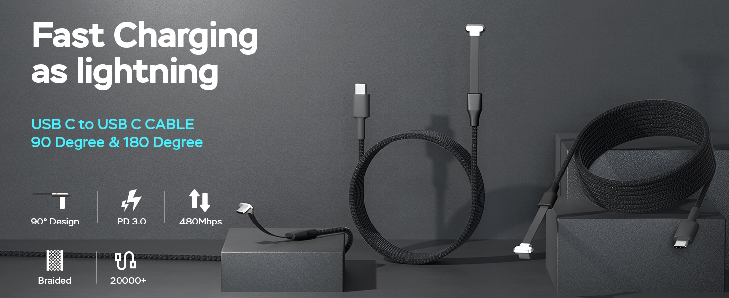right angle 90 degree usb c charging cable
