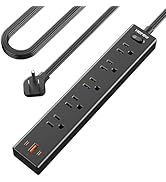 5Ft Extension Cord with Multiple Outlets, HOPOW Flat Plug Power Strip Surge Protector, 5 Outlets ...
