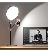 1300 Lumens Ring Light with Stand for Desk, Computer &amp; Laptop – Podcast &amp; Streaming Light with Fl...