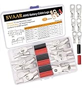 SVAAR 72pcs Battery Lugs,Battery Cable Ends UL Listed Cable Lugs 2 4 6 Gauge with 5/16" and 3/8"S...